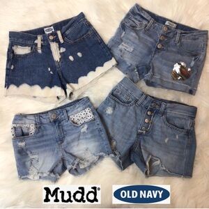 4-Pairs Girls Old Navy and Mudd Denim Shorts